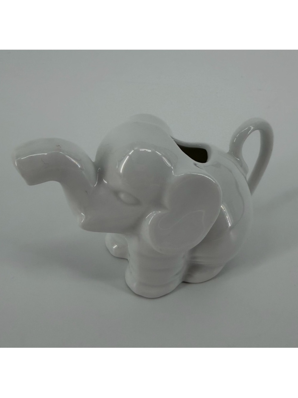 White Porcelain Elephant Shaped Mini Creamer Pitcher